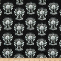 Camelot Fabrics Star Wars The Mandalorian II Mando Helmet Badge Black Cotton Fabric Sold by 1 Metre Pre-Cut Genuine Licensed Fabric, Ideal for Crafts, Quilting, Sewing