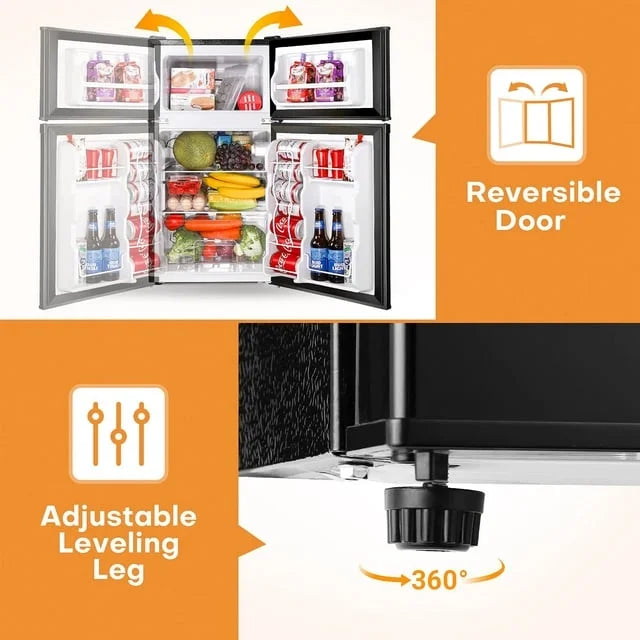 Mini Fridge with Freezer, Double Door, 3.2 Cu.ft U186152
