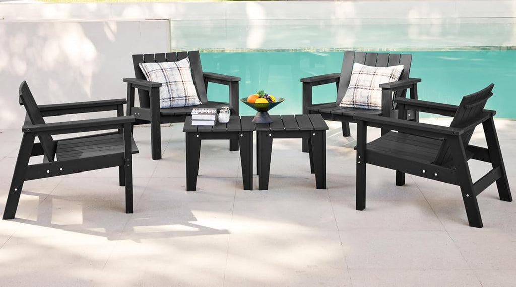 3 Piece Patio Bistro Set with Side Table, 2 Adirondack Chairs and 1 Table O534039