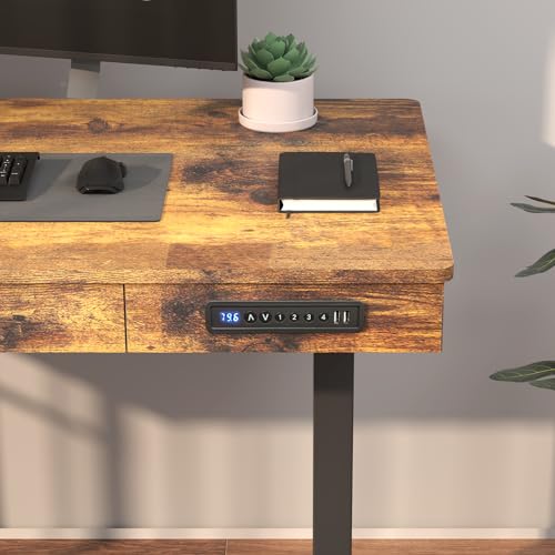 Height Adjustable Electric Standing Desk 48 x 24 Inches Sit Stand Desk Wood Workstation for Home Office J60263