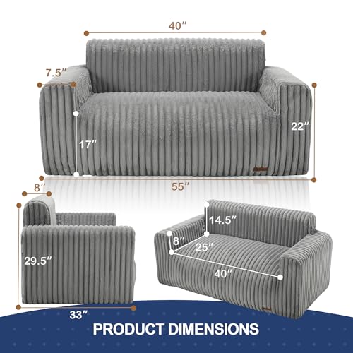 Large Fluffy Bean Bag Sofa with Armrest for Living Room J724