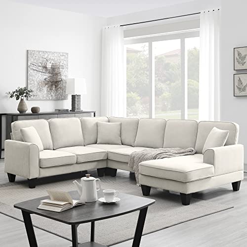 Sectional Couch-108 Modern U Shape Sectional Sofa, 7 Seat Modular Sectional Sofa with 3 Pillows, for Living Room, Apartment, Office