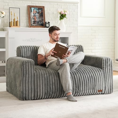 Large Fluffy Bean Bag Sofa with Armrest for Living Room J724