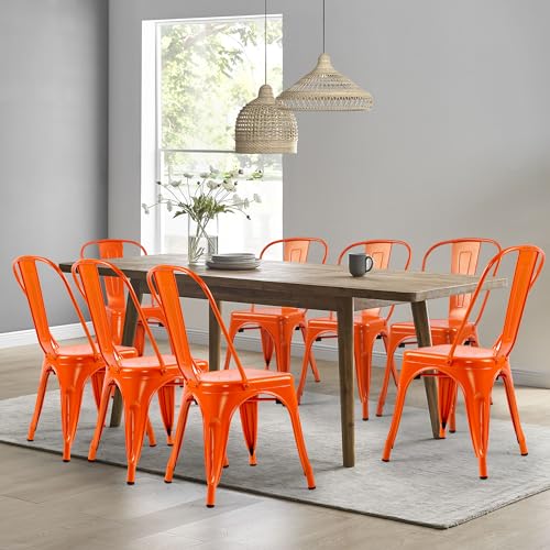Metal Chairs Set of 4 for Patio Dining Indoor Outdoor Stackable Side Chairs I590