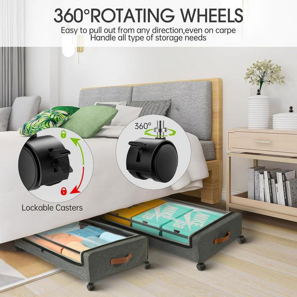 Underbed Storage Boxes with Clear PVC Window, 2-Pack D944