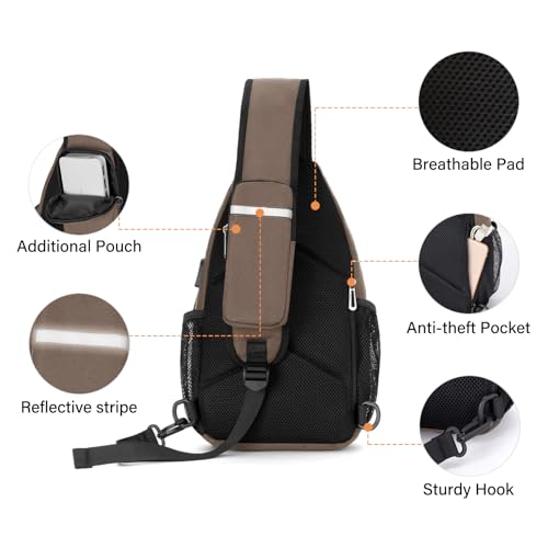Sling Backpack with USB Charging Port, Crossbody Daypack X90069
